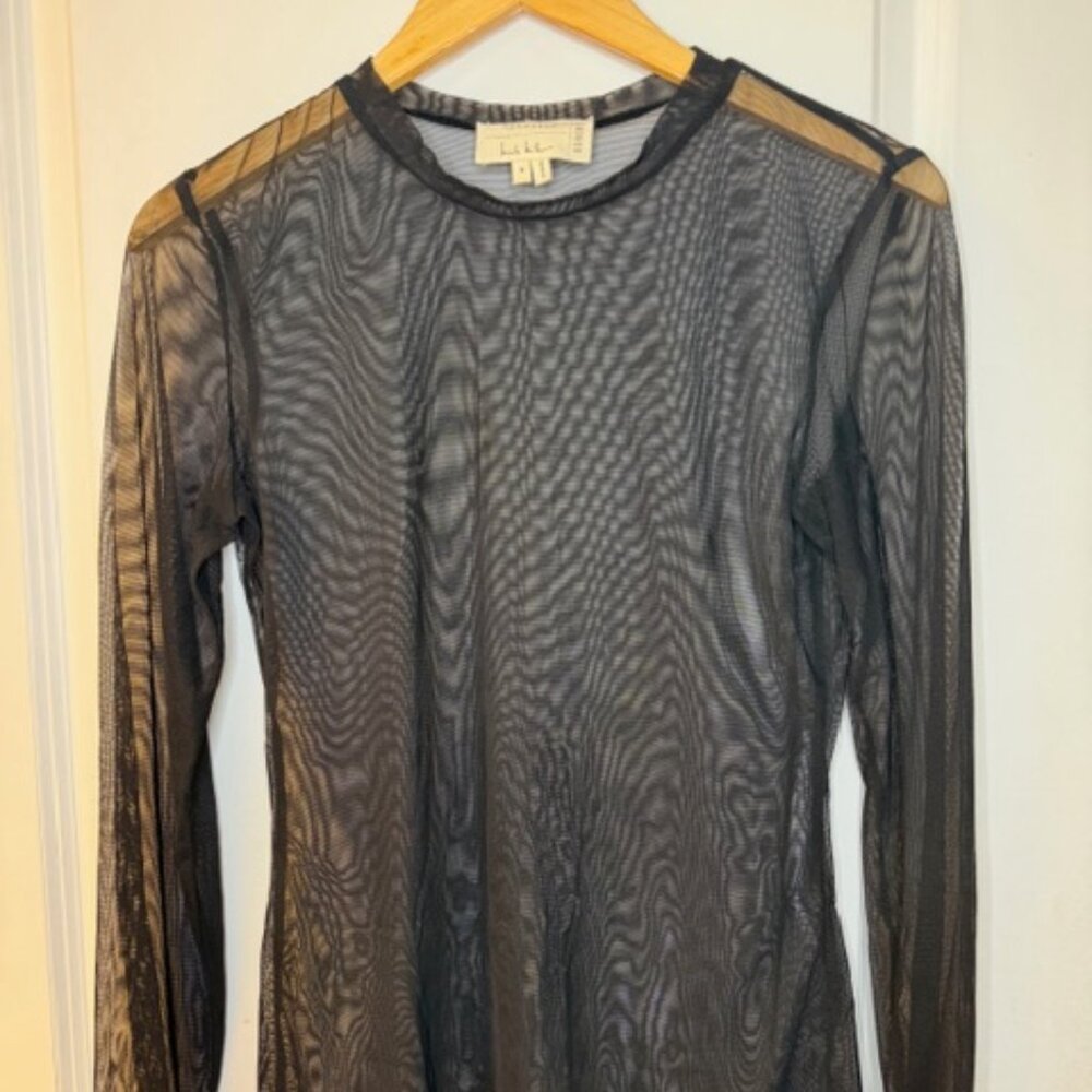 Nicole Miller Artelier black long sleeve crewneck top, size M, like new